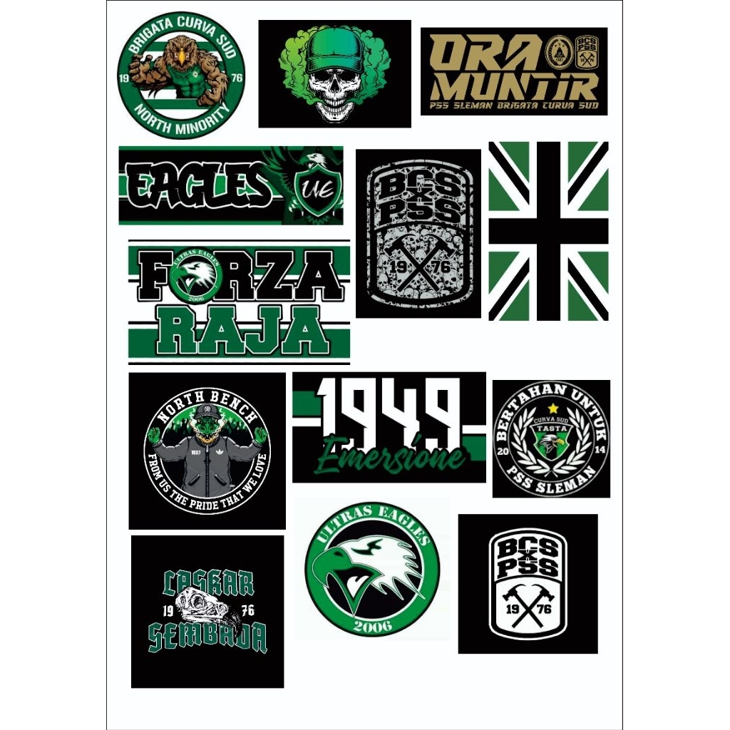 STICKER PACK HELM PSS SLEMAN BRIGATA CURVA SUD (13 PCS)