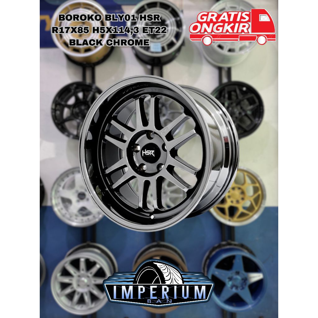 Pelek Mobil Racing Hsr Boroko bly R17 Lubang 5 Pcd 5x114,3 Velg Mobil Crv Hrv Civic Accord  innova X