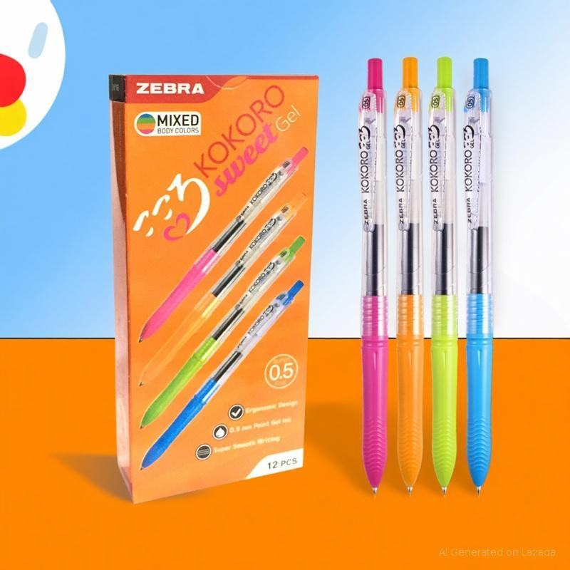 

ZEBRA Kokoro Sweet Pulpen Pena 1 PACK 12 Pcs 0.5mm Retractable Ballpoint Pen Tinta Warna Hitam