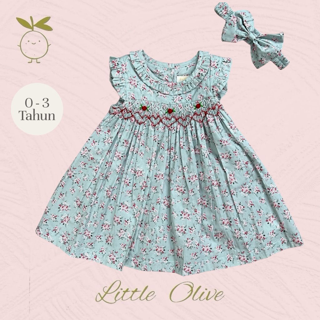Little Olive - Jamie Dress | 0-2 Tahun | Dress Anak Newborn |Baju Bayi Motif Bunga | Premium
