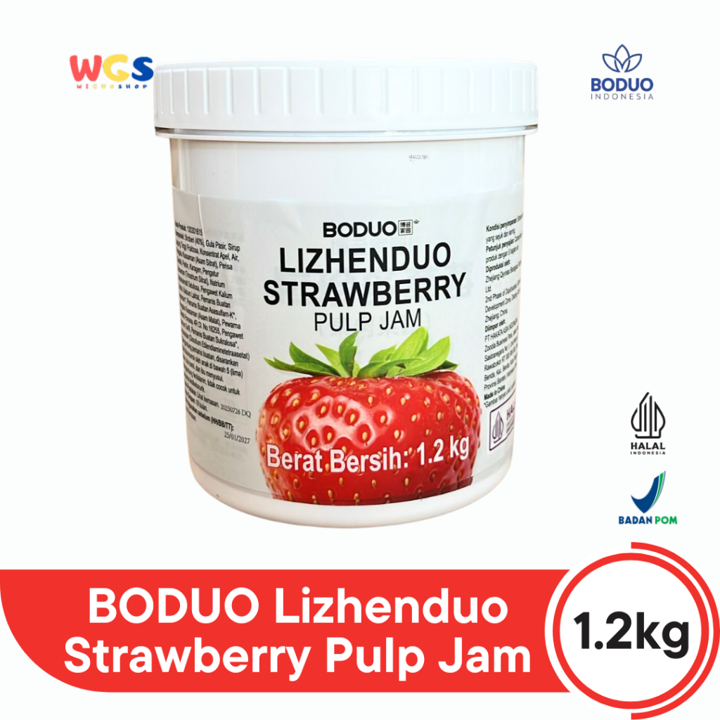 

BODUO Lizhenduo Strawberry Pulp Jam 1.2 kg | Base Minuman & Topping Stroberi