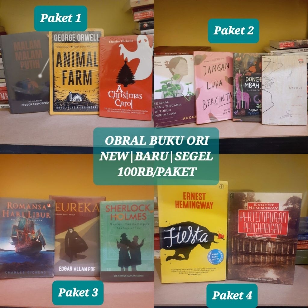 Obral Buku Novel dan Puisi Terjemahan Ernest Hemingway, George Orwell, Fyodor, dll (Serba 100rb)