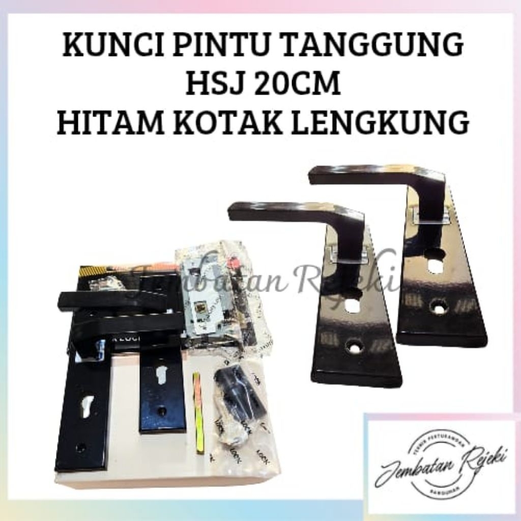 Slot pintu tanggung/Kunci pintu tanggung HSJ hitam handle melengkung
