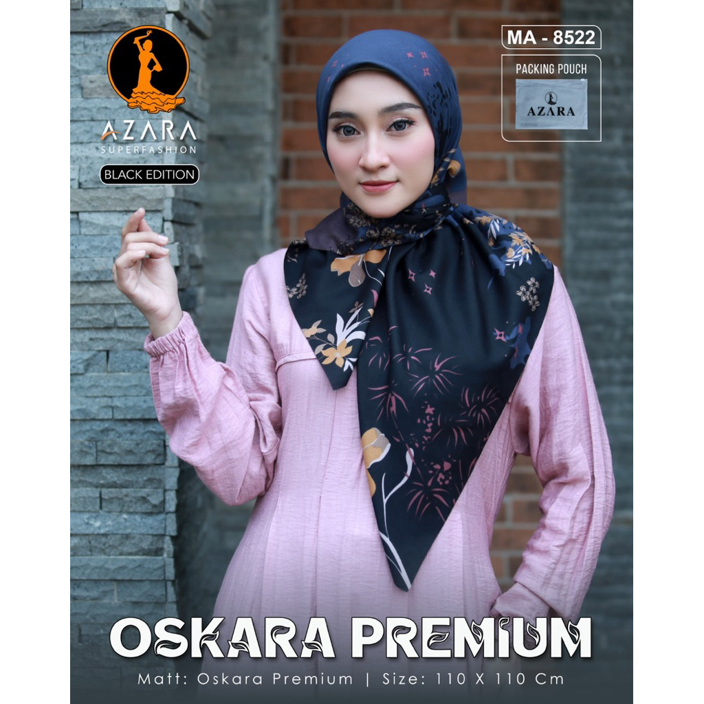 oskara motif black edition khusus hitam 10 pcs hijab segi empat azara motif hitam