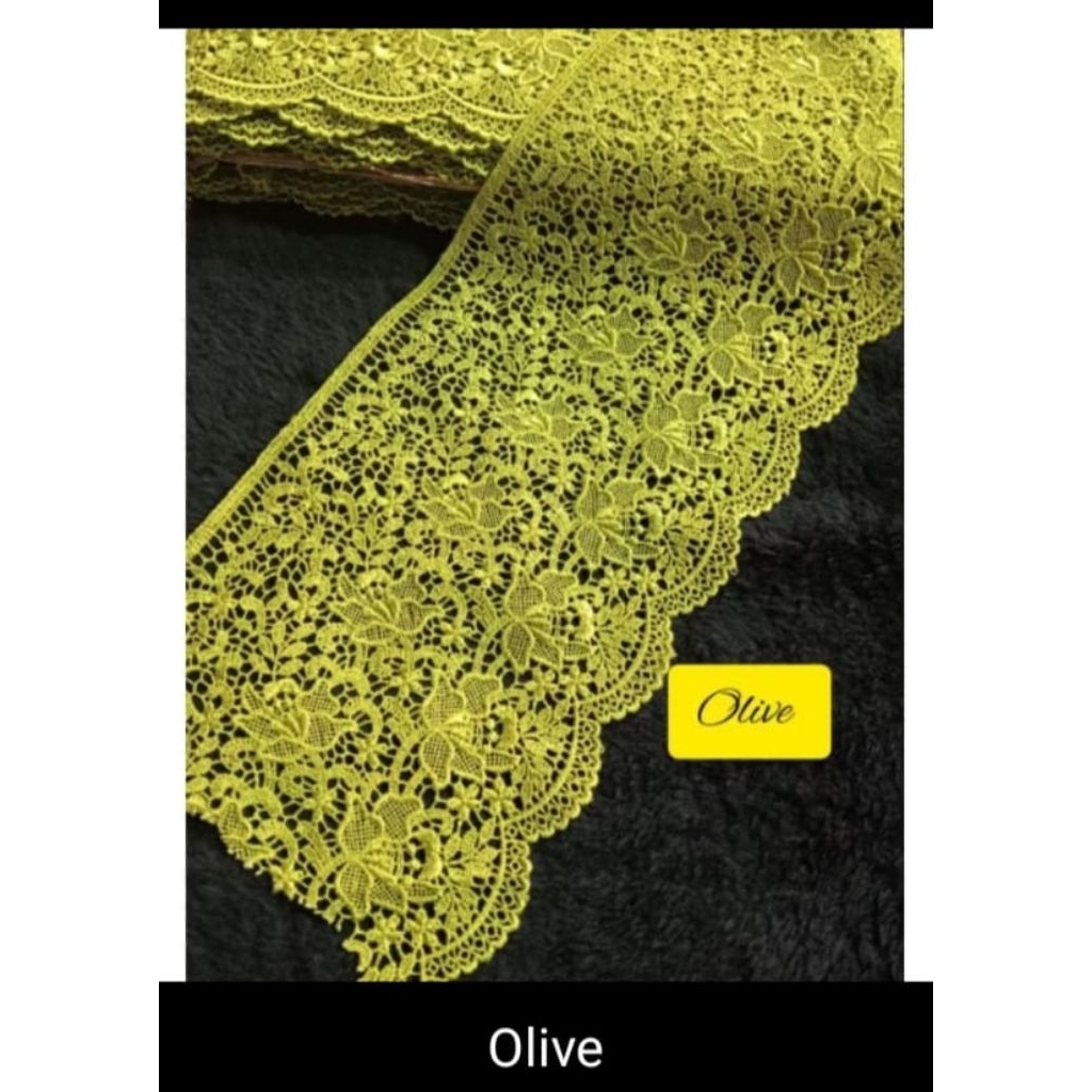 RENDA BORDIR LEBAR/RENDA OKI/RENDA BAJU/RENDA MUKENA (HARGA PER 45CM)