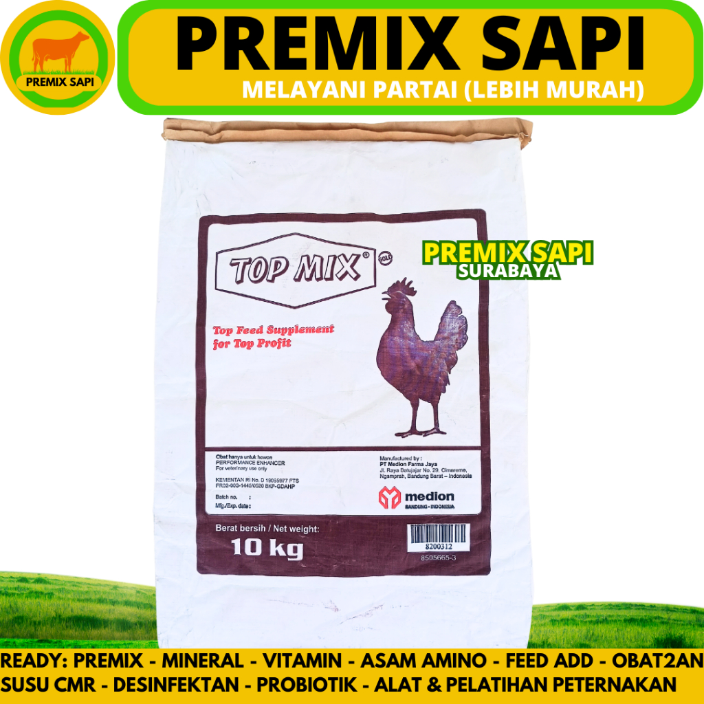 TOPMIX TOP MIX 10 KG (1 SAK) MEDION - Suplemen Penggemuk Ayam Tingkatkan Produksi Telur Tambahan Pak