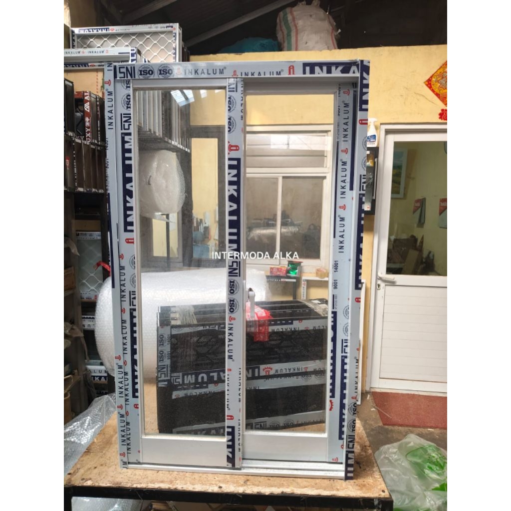 Jendela Sliding Geser 60x100 Aluminium Kaca