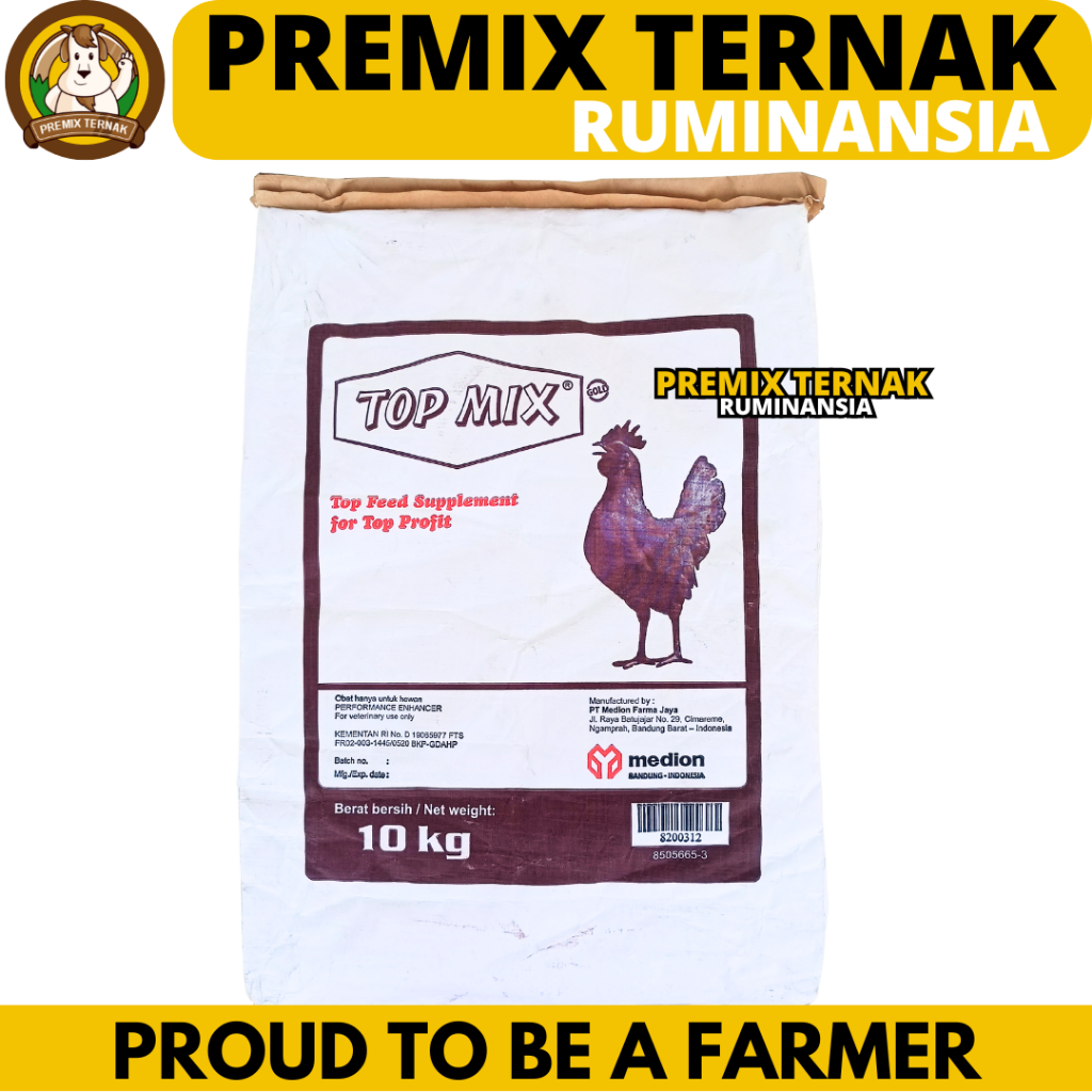 TOPMIX TOP MIX 10 KG (1 SAK) MEDION - Suplemen Penggemuk Ayam Tingkatkan Produksi Telur Tambahan Pak