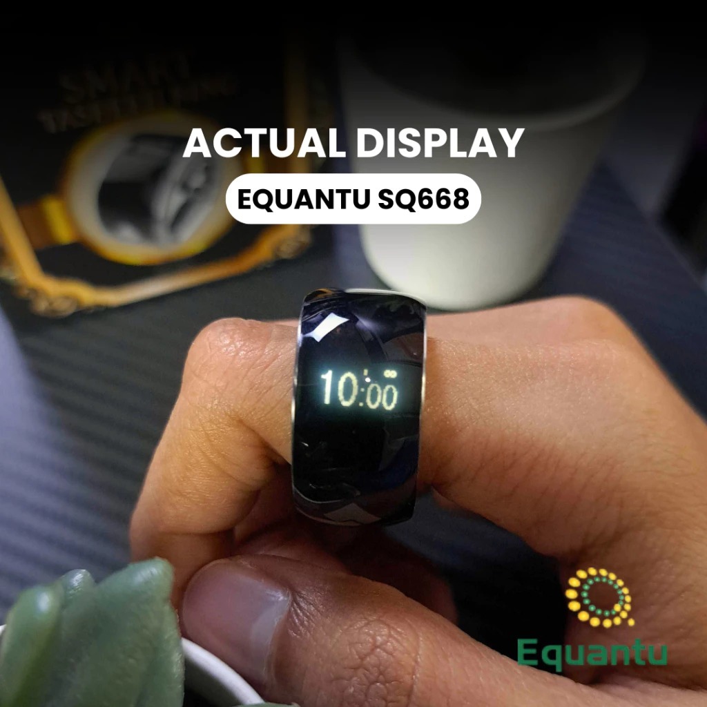 Cincin Dzikir Digital Equantu SQ668 – Smart Tasbih Ring Stainless Steel, LCD Display, Alarm Getar