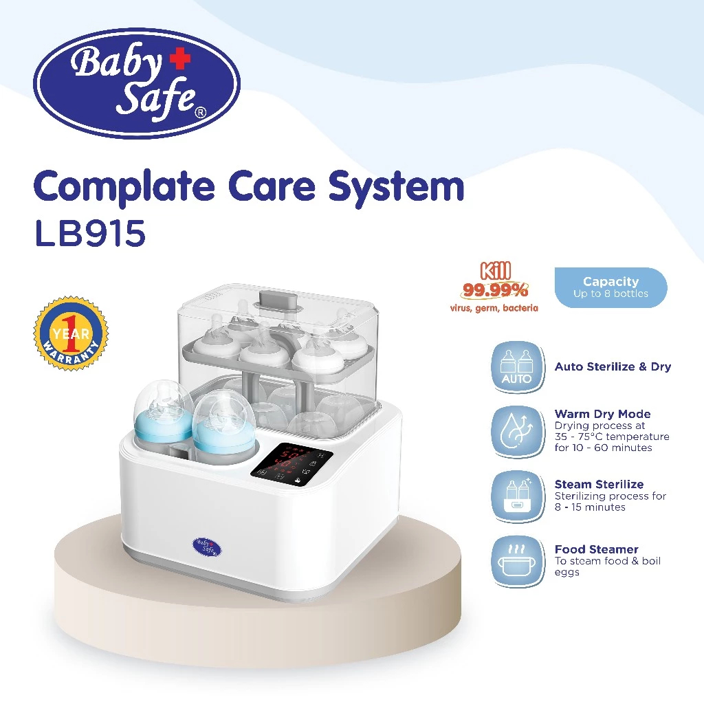 BabySafe - LB915 - Alat Steril Botol Susu Lengkap Digital | Alat Steril & Pengering Botol Susu