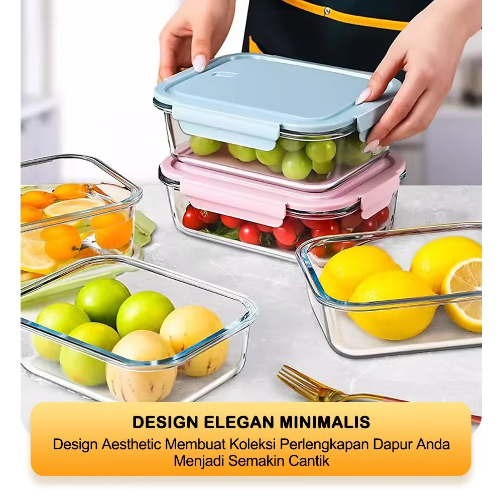 Hot Deals Set Food Container - Foodbox Kaca Wadah Makanan - Wadah Sayuran Wadah Buah Buahan - Bisa
