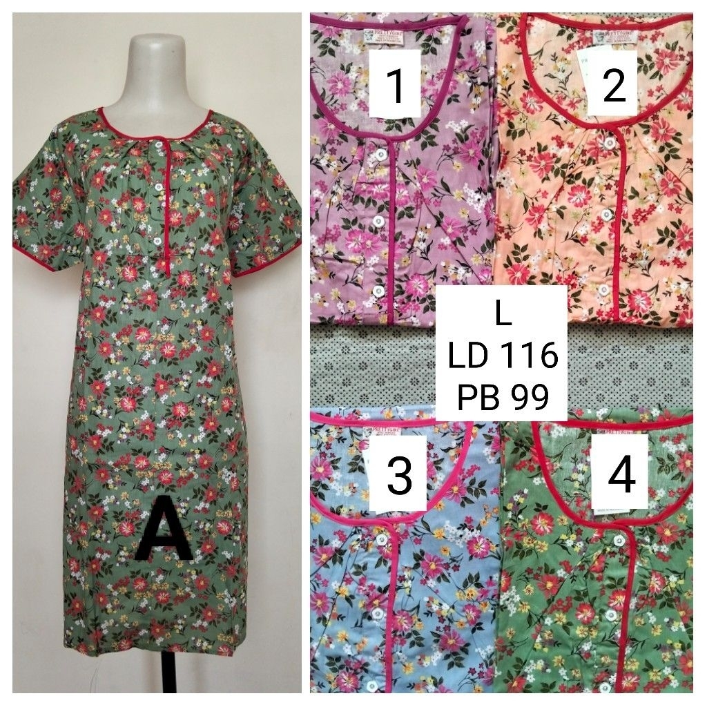 Daster Katun Pretty Girl Kancing Size L