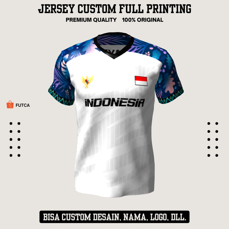 Kaos Jersey Futsal Putih Motif Abstrak 65 - Jersey Baju Olahraga Full Printing