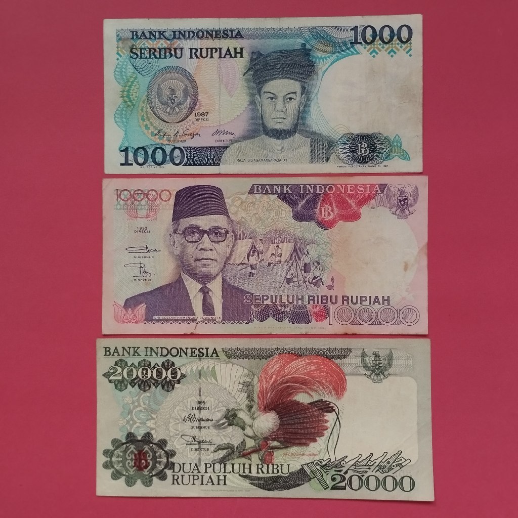 Uang Kuno Kertas Rp 1000, Rp 10000 Dan Rp 20000 UK 026