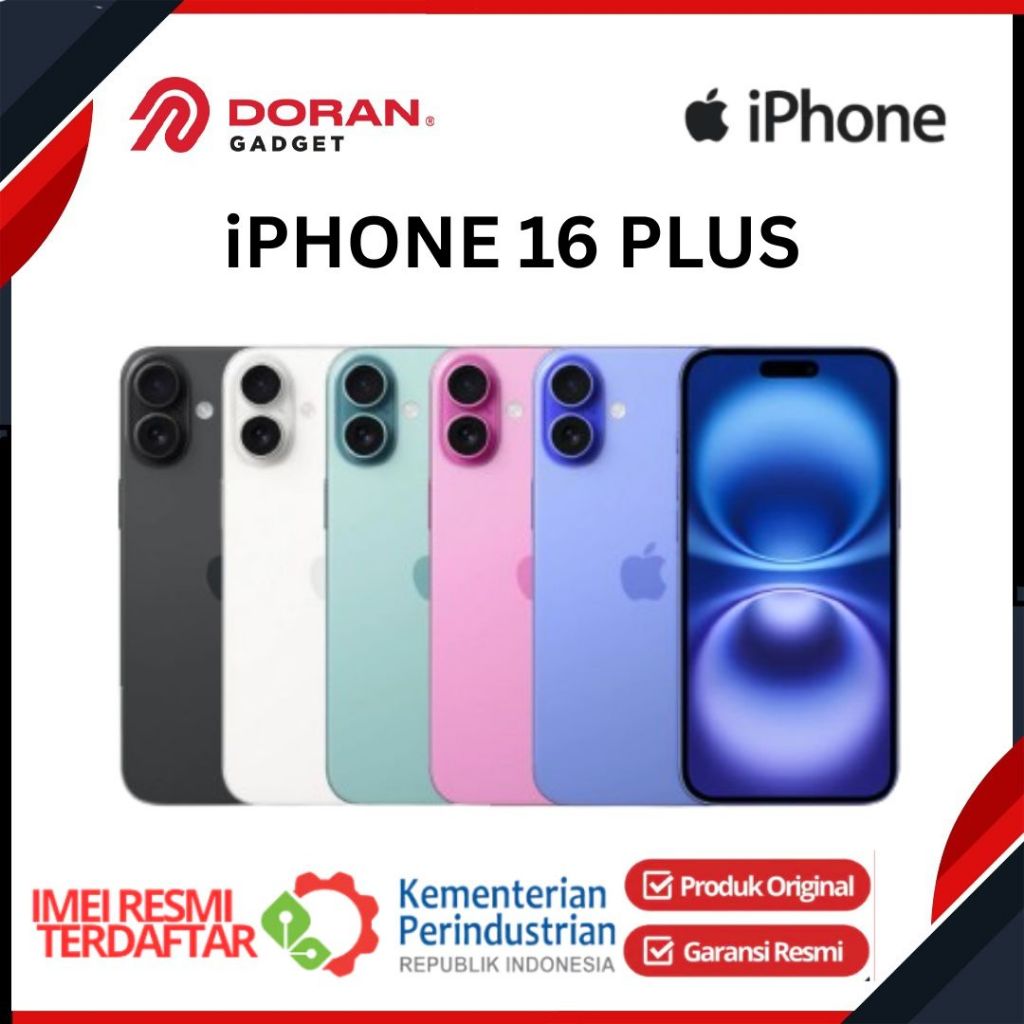APPLE iPhone 16 Plus 128GB 256GB 512GB A18 CPU 6C GPU 5C OLED Resmi iBOX