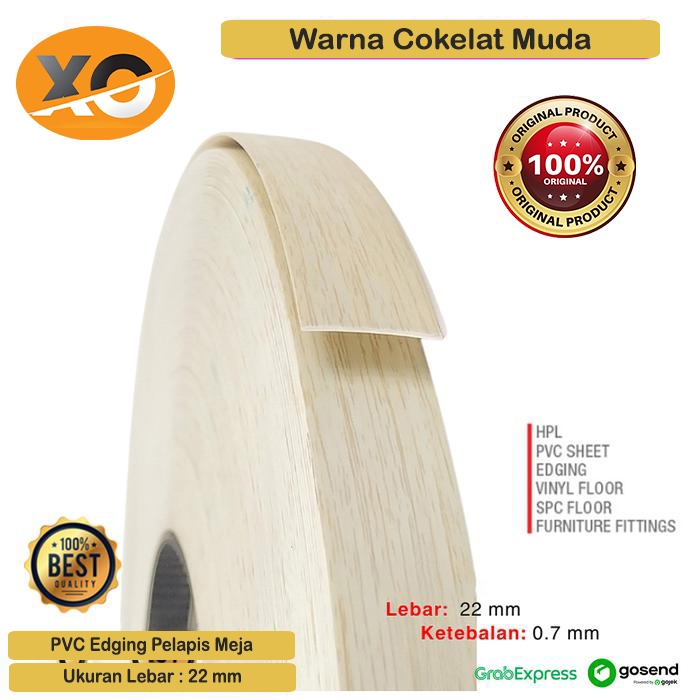 Pelapis Ujung Meja Edging Kayu PVC Tebal 22mm Motif Kayu Alami List Pelindung Ujung Furniture Kabine