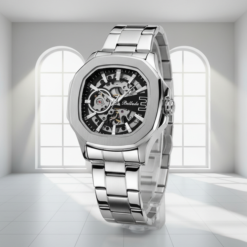 Jam Tangan Pria Automatic Belleda 9633 Rantai Stainless Automatic Movement Anti Air 3 Atm Watch