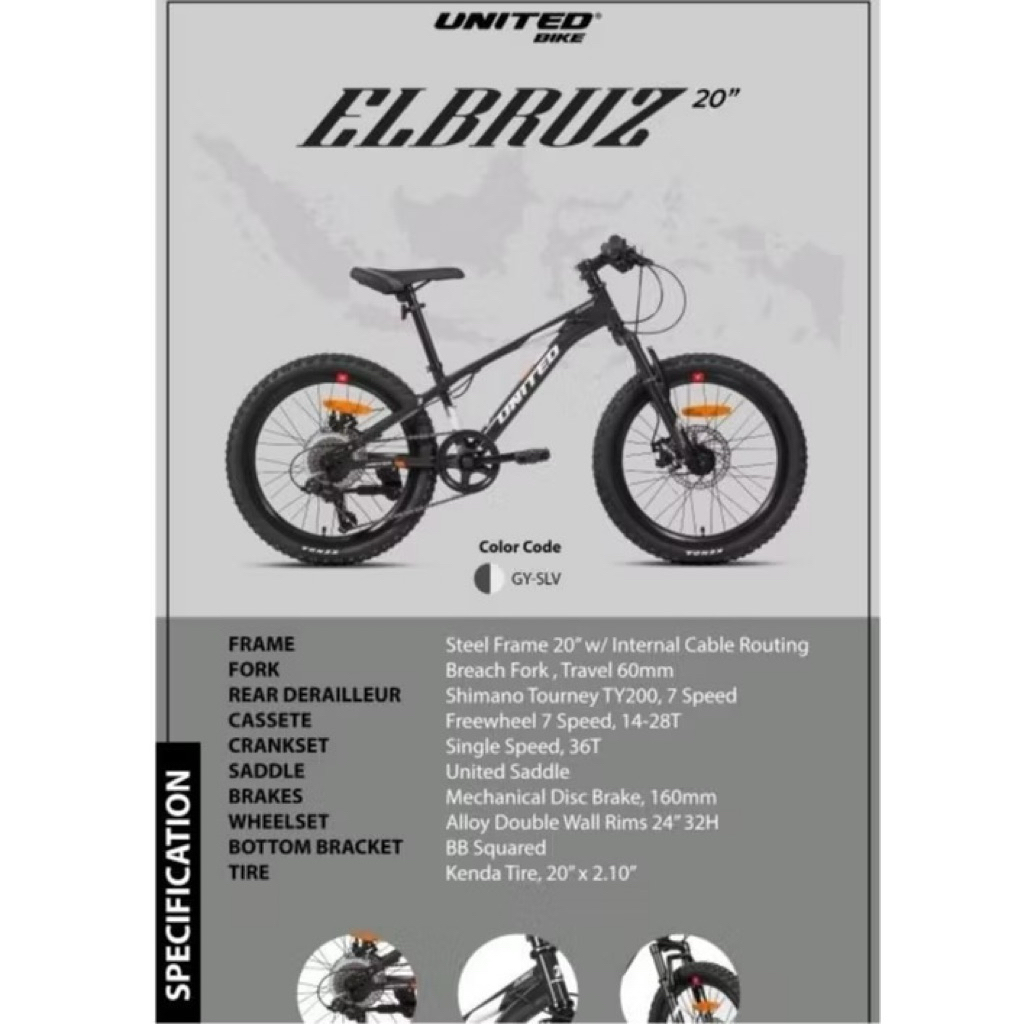 Sepeda gunung MTB united elbruz 20 inch