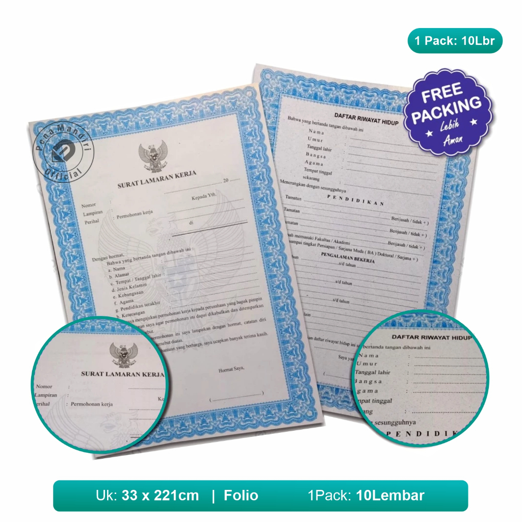 Surat Daftar Riwayat Hidup dan Surat lamaran Kerja / Blangko