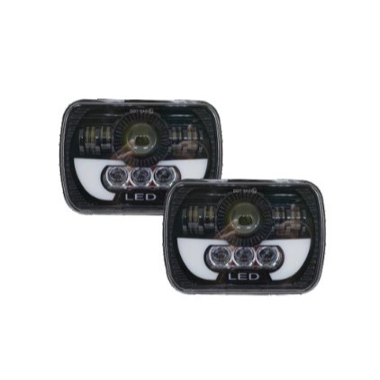 LAMPU DEPAN VARIASI MOBIL HEADLAMP MODEL KOTAK LOGO LED 12 VOLT