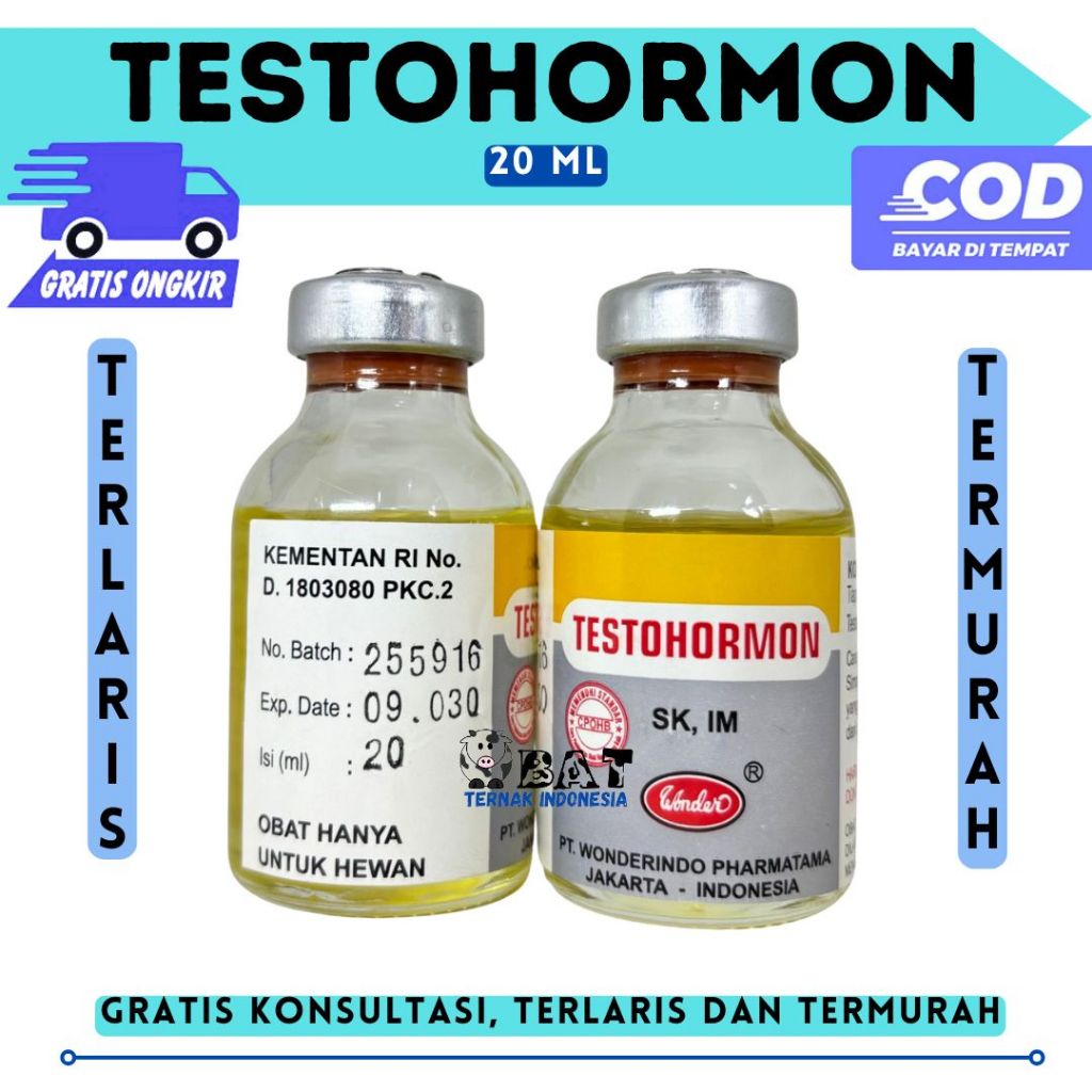TESTOHORMON 20 ml WONDER - Mengatasi Gangguan Reproduksi Hewan