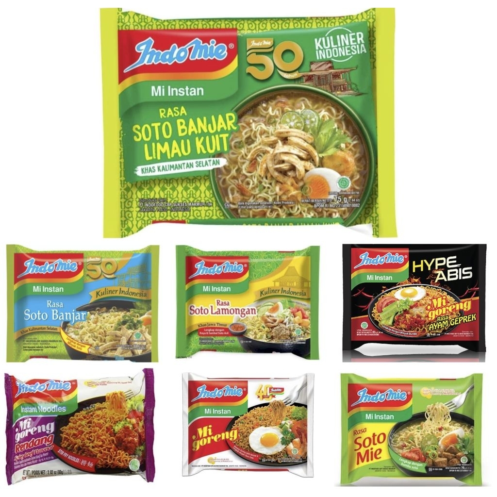 Mie Indomie/indomie soto Banjar limau kuit/indomie aceh,/indomie goreng rendang, indomie goreng/indo