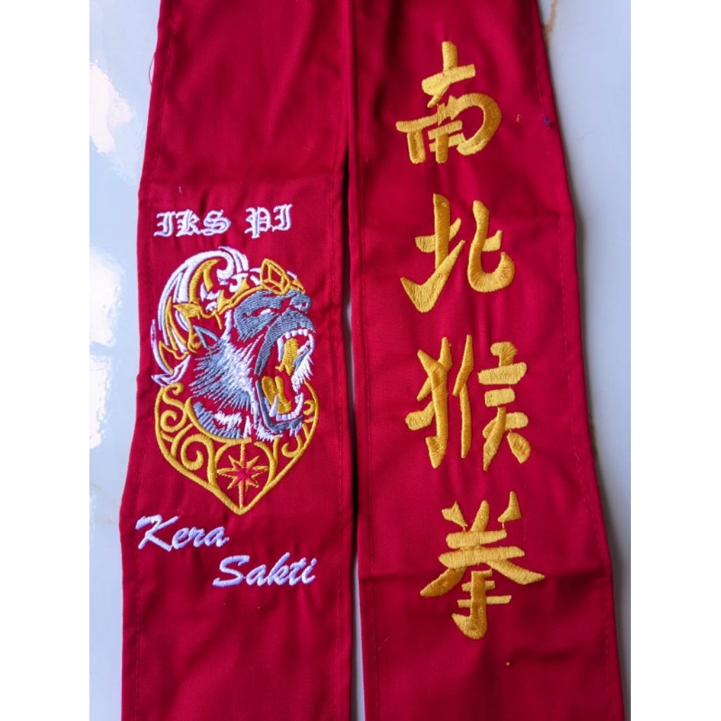 sabuk ikspi merah dril sabuk merah beladiri ikspi bahan drel motif anoman