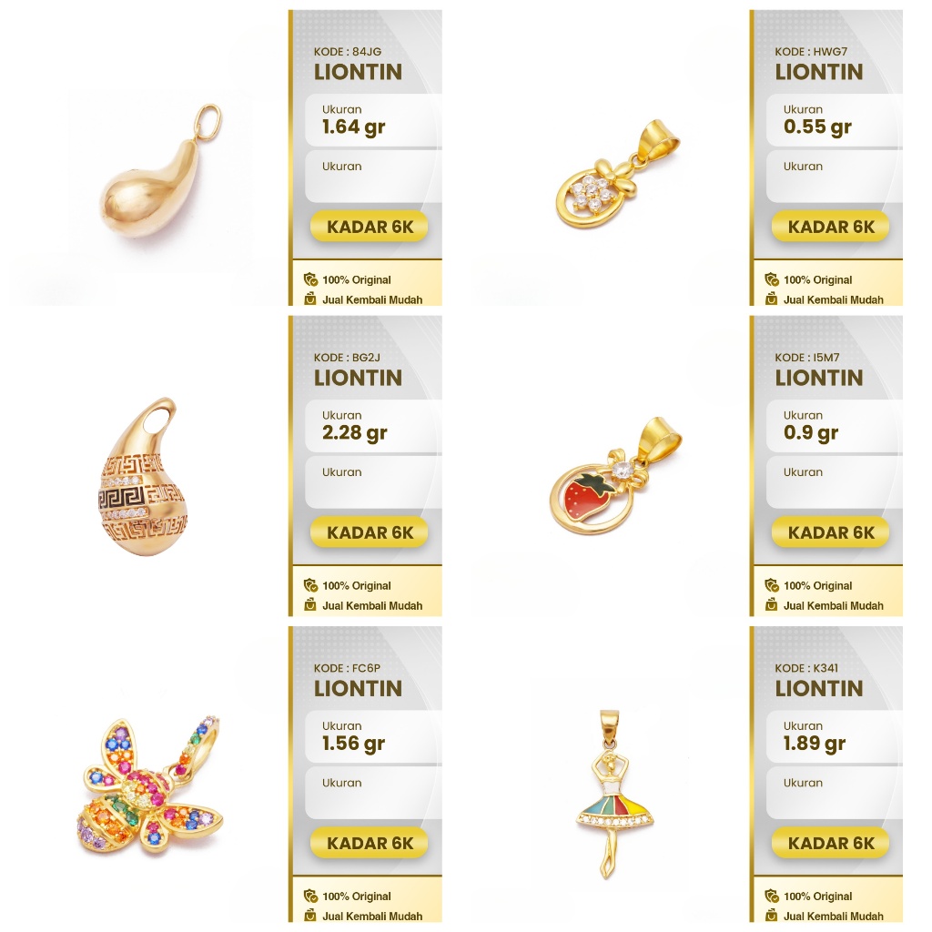 Liontin Collection 6K Murni Bekonang