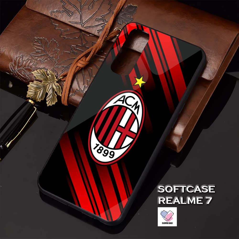 [BL24]  Case Glossy Case | REALME 7 | CASE KEKINIAN LUCU |  Casing Hp Kilau Motif AC MILAN