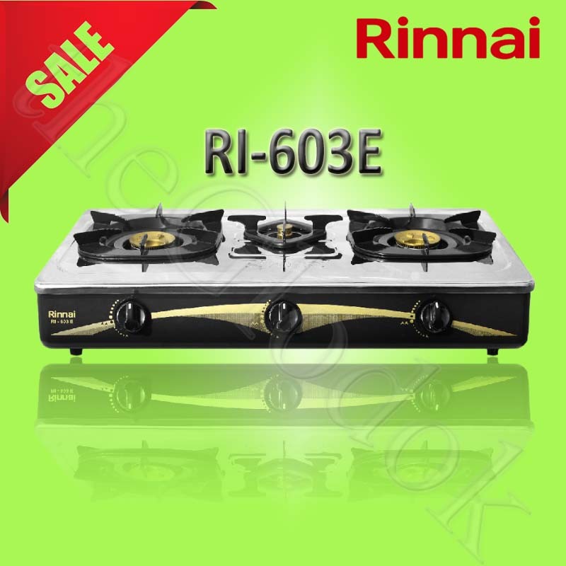 Rinnai RI-603e Kompor Gas 3 Tungku 603 e rinai stainless api ekonomis ri603e api lilin ri603