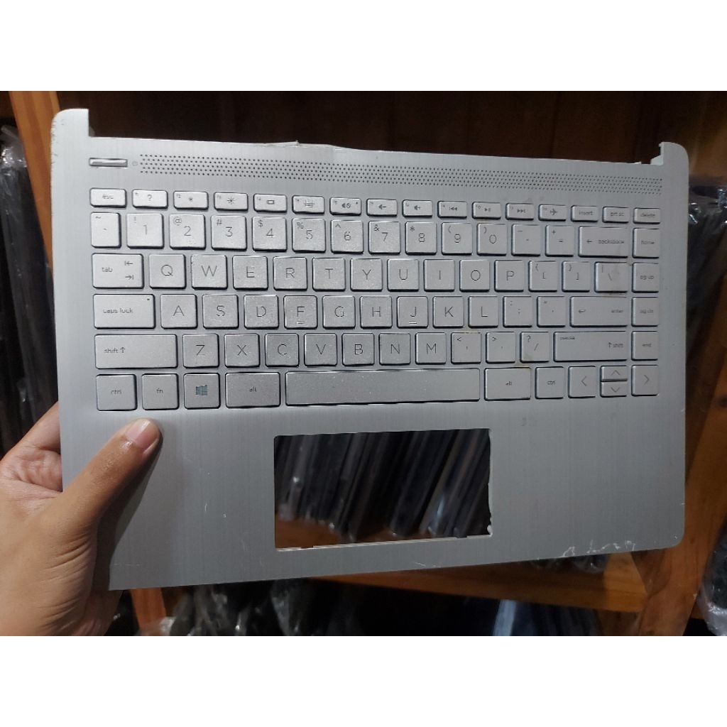 Palmrest Laptop Silver HP 14-DQ 14-FQ TPN-Q221 14S-FR DR 14 Inch Second Pemakaian Keyboard test OK m