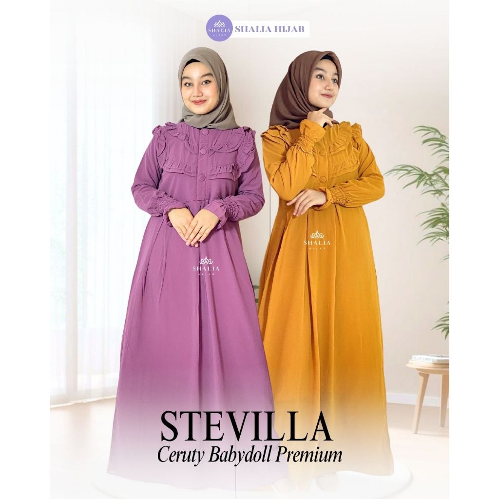 Shalia Hijab - Gamis Ceruty Babydoll Polos Full Furing Gamis Rempel Susun Terbaru Termurah Terlaris