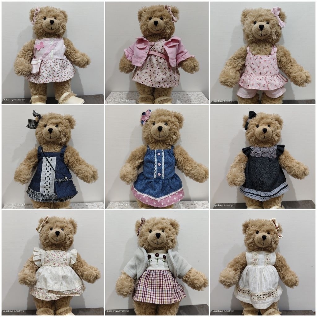 (part 1) preloved teddy house clothes size 12" baju outfit boneka teddy bear