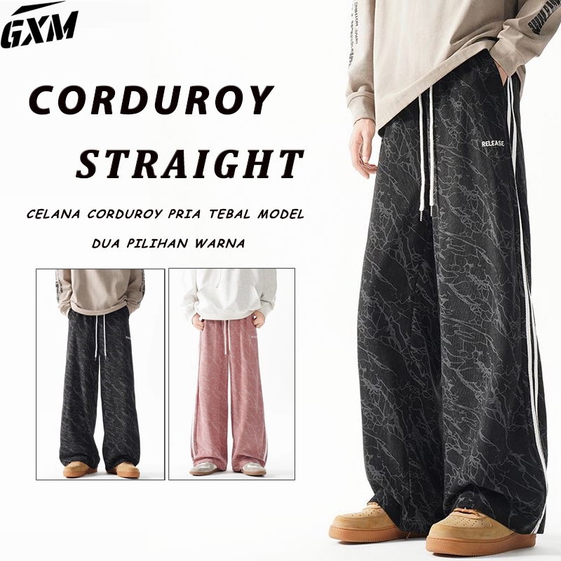 Celana Corduroy Pria Wide Leg  Baggy Pants Korean Style Celana Oversize Pria Corduroy Pacar  Celana 