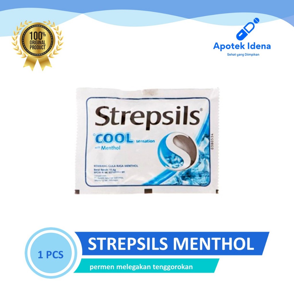 STREPSILS MENTHOL COOL  ECERAN ISI 8 PERMEN PERMEN UNTUK MELEGAKAN TENGGOROKAN/RADANG TENGGOROKAN