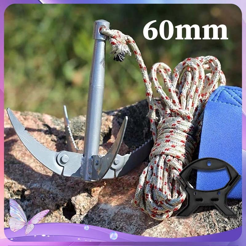 Jangkar Lipat 4 Cakar Sabit Pemotong Rumput Air Alat Kebun Air Besi Galvanis Jangkar Mini Portable