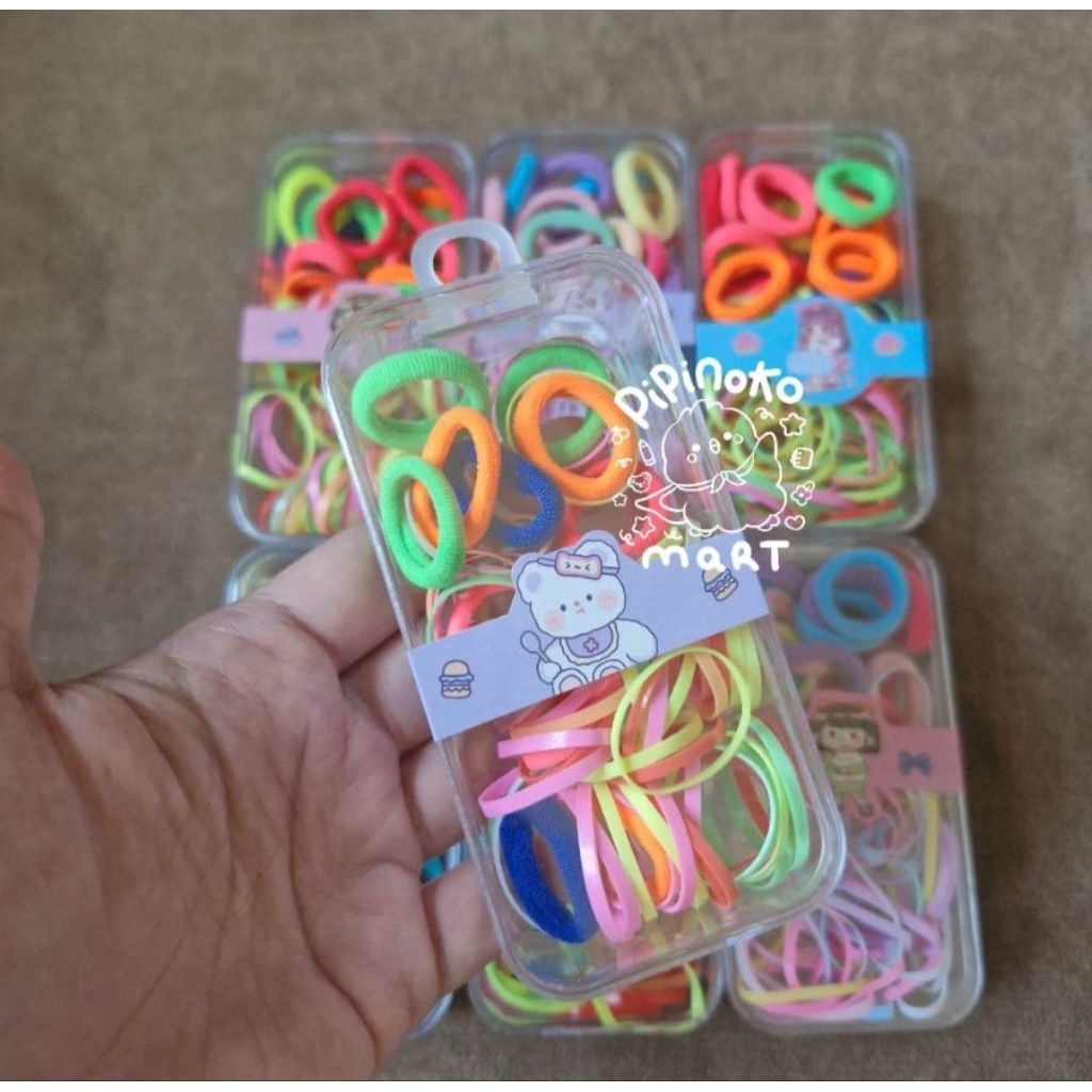 Set ikat rambut anak box bening