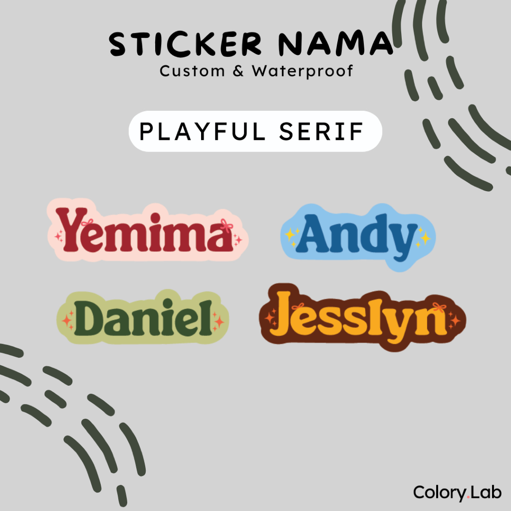 

Custom Sticker Nama Waterproof – PLAYFUL SERIF Series
