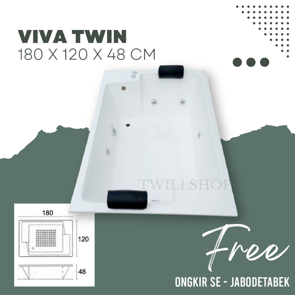Bathtub Viva Twin Whirpool Jacuzzi Afur Kuningan
