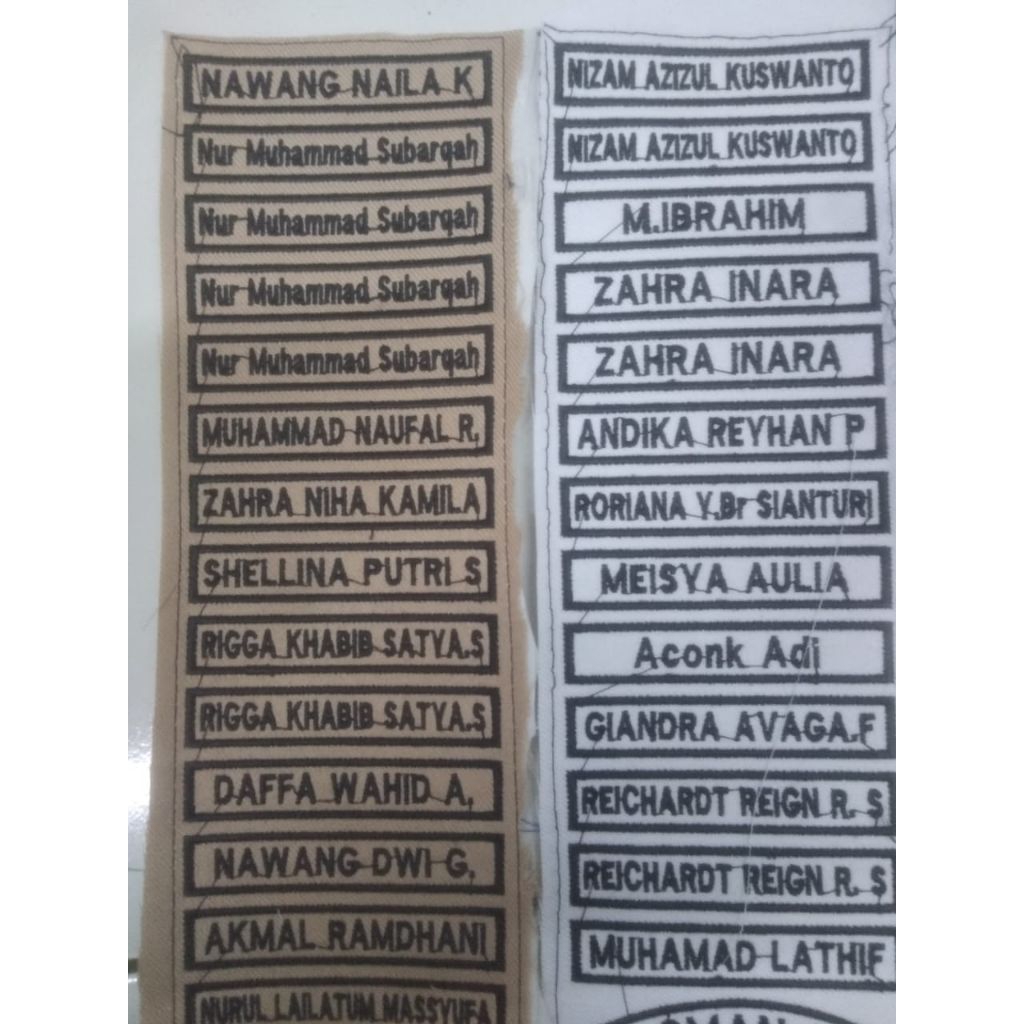 BET NAMA BORDIR CUSTOM/Name Tag/Nama Untuk Baju Sekolah,Pesantren