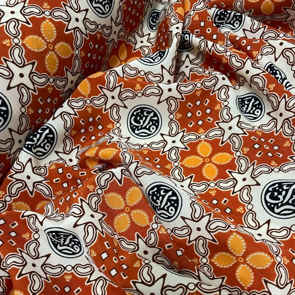 Bahan Kain Meteran Batik Qiroati Oren Seragam Tpq Nasional