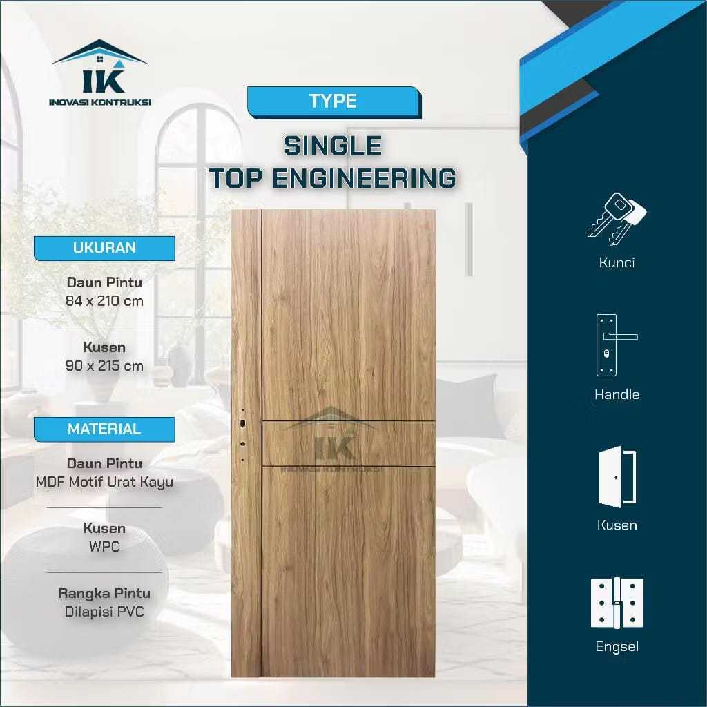 nNARALYFE DECO - (Top Enginering) Set Pintu WPC Kayu Lpis HPL Lengkap Single  (Daun Pintu + Kusen + 