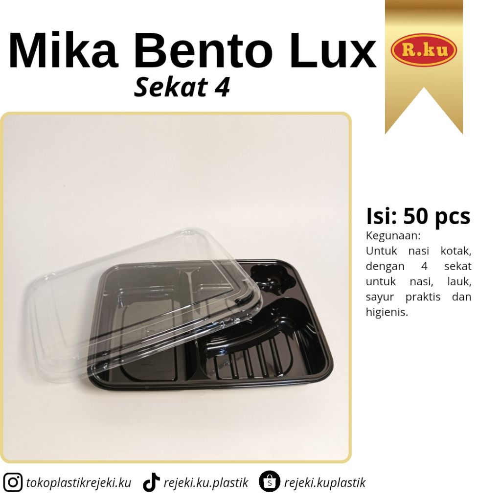Lux Mika Bento Sekat 4 Coklat Tutup Mika Bening isi 50pcs | Bisa Ecer 10pcs