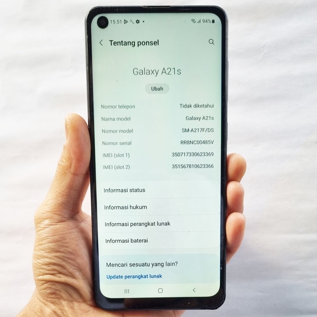 Handphone Hp Samsung Galaxy A21S 6/128 Second Eks Resmi Sein