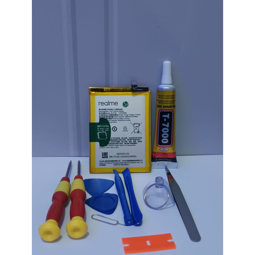 PAKET HEMAT BATREY HP REALMI C20 / C21 / C21Y / C25 / C25Y ORIGINAL BLP729 BERGARANSI + SET OBENG HP