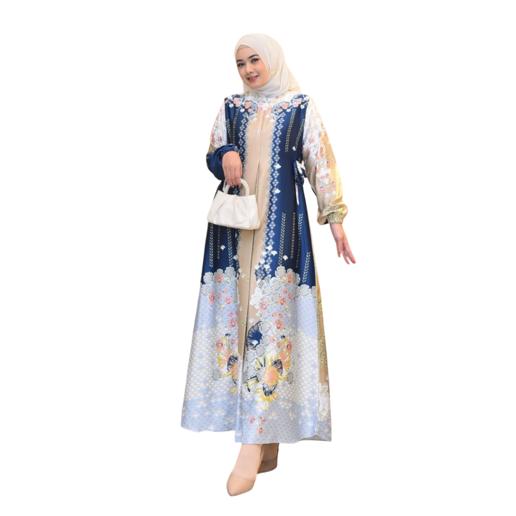 Marinis.id -Gamis Medina Silk Premium/Gamis Bahan Silk Premium/Gamis Motif Print