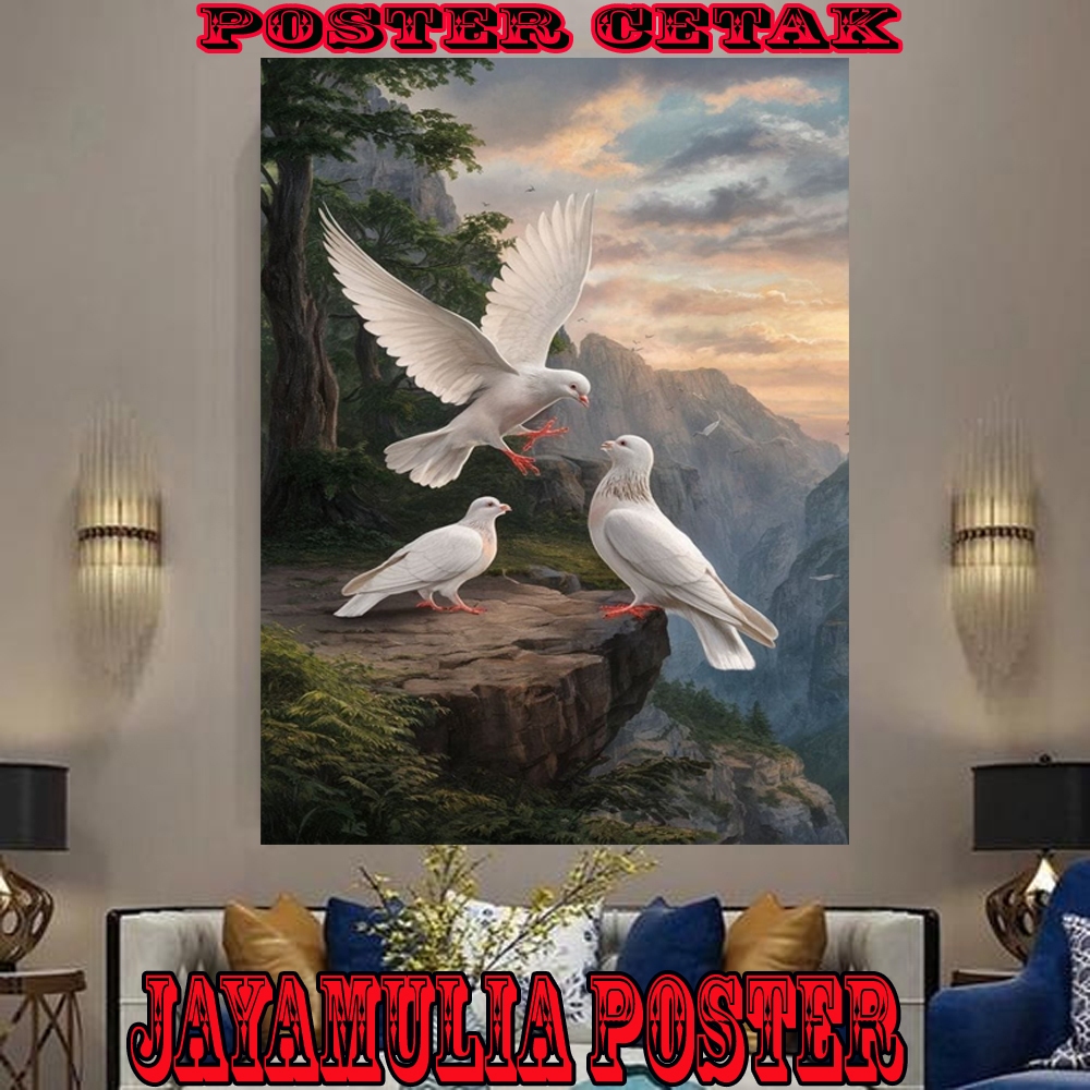 POSTER CETAK BURUNG MERPATI/BURUNG DARA J12/TANPA BINGKAI/HIASAN DINDING/UKURAN JUMBO/BISA COD
