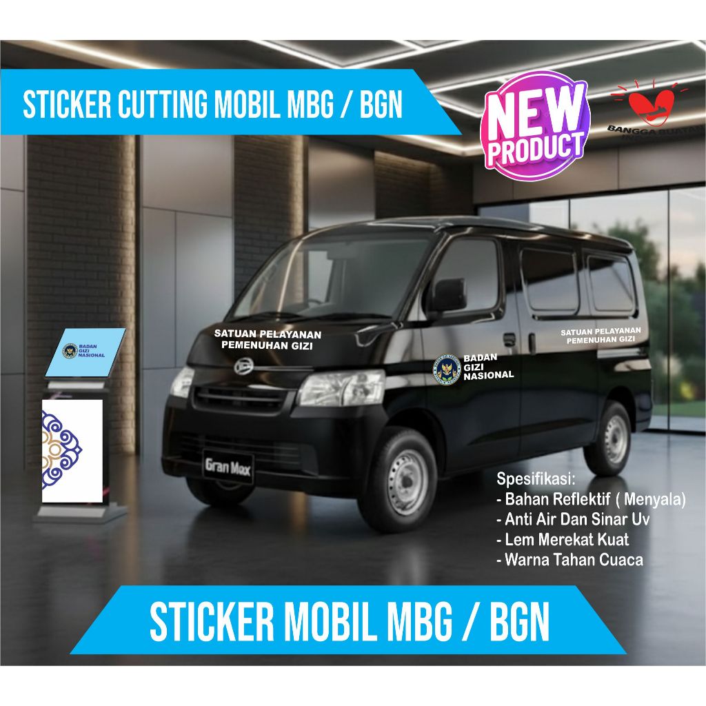 STICKER MOBIL MBG/ STICKER MOBIL BGN/ BADAN GIZI NASIONAL WARNA MOBIL HITAM