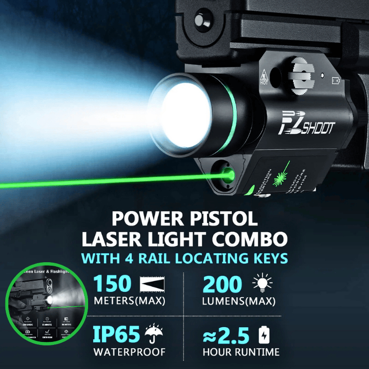 PUCUK TaffLED Senter Senapan Laser Hijau Jarak jauh siang malam  Tactical Rail Mount 200 Lumens