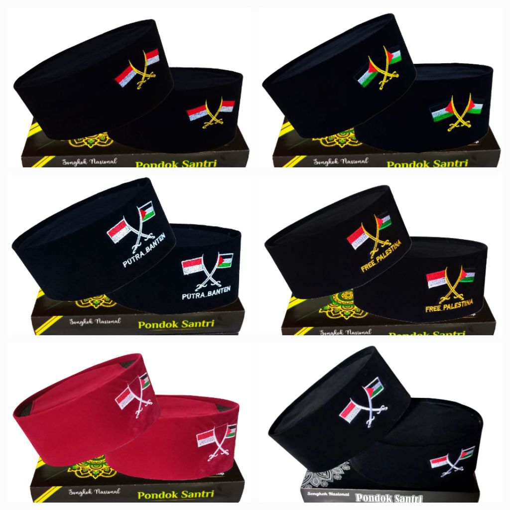 Peci palestina indonesia hitam dan merah maroon